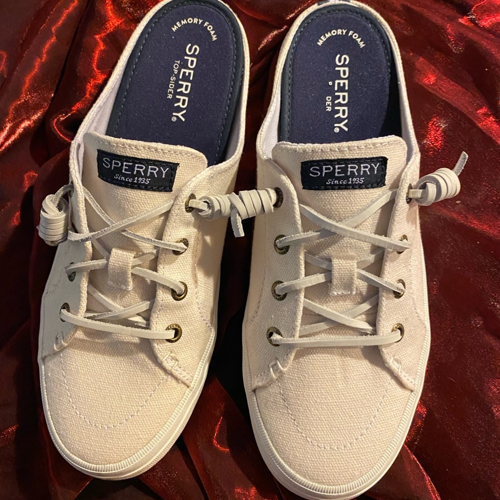 New Sperry Crest Vibe Mule White